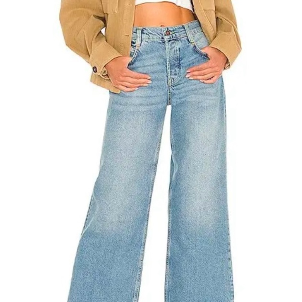 Free People Womens Sundance Chalet High Ankle Wide Leg Jeans Size 27